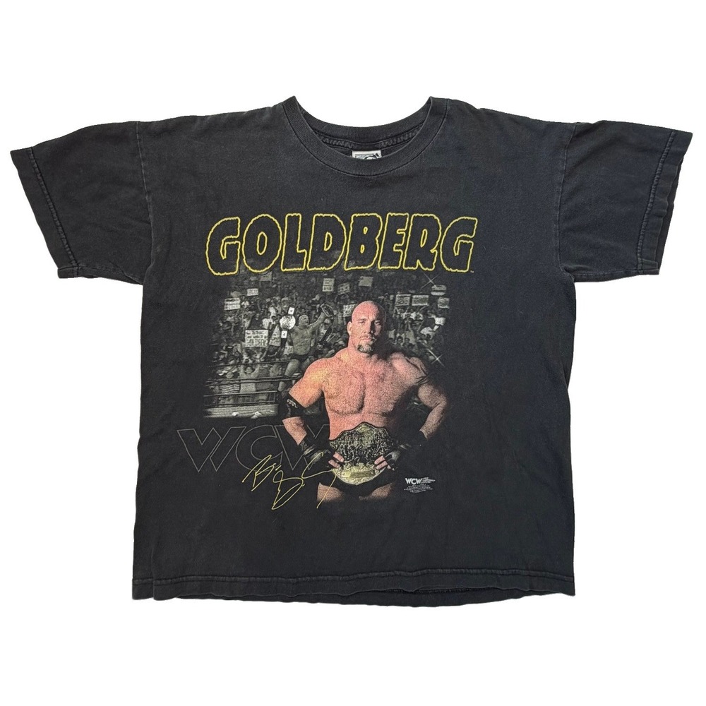 Vintage WCW Goldberg Wrestling T-Shirt Youth XL Black 90s Graphic Tee